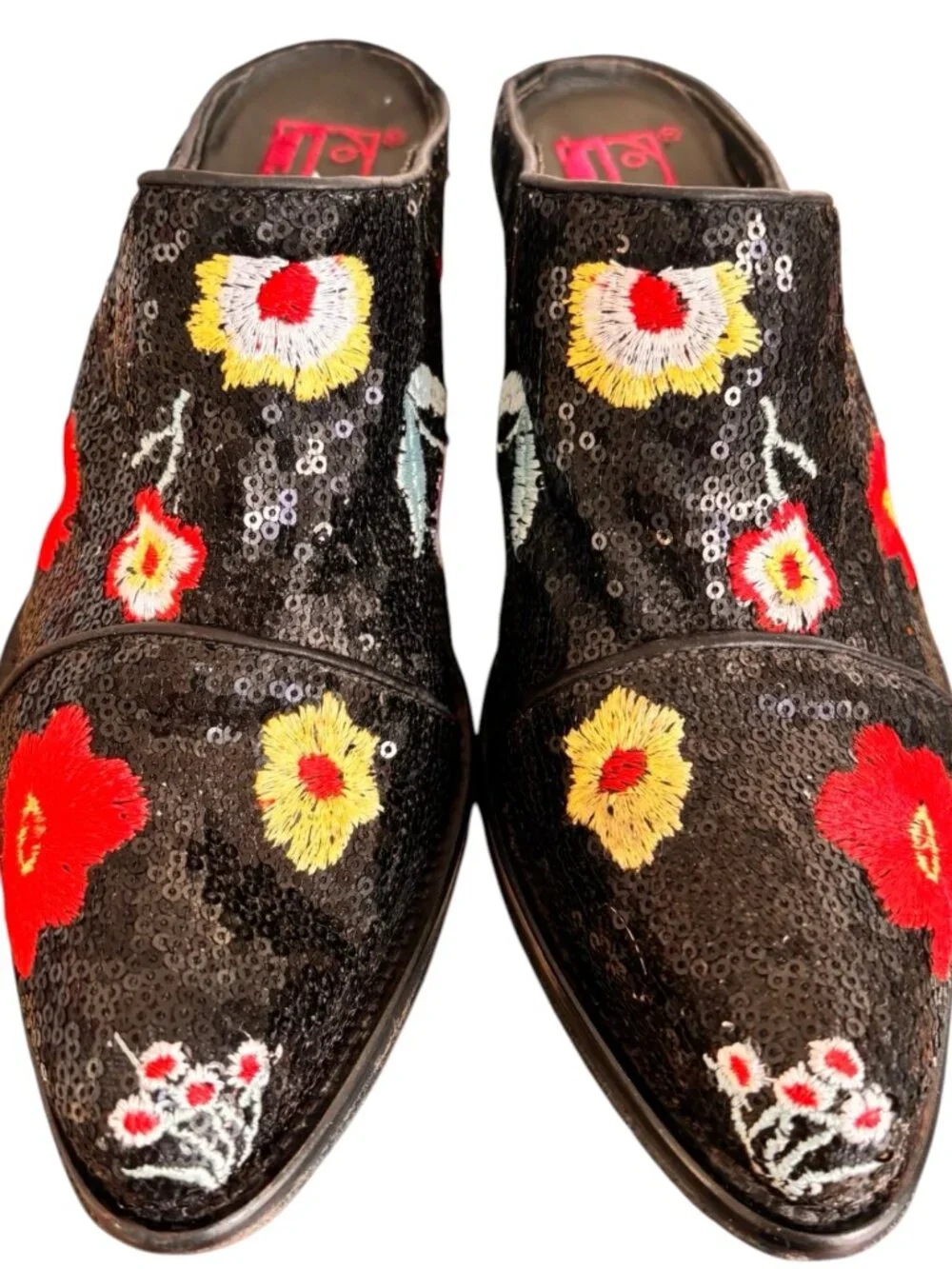RARE 90'S VINTAGE JO GHOST SEQUIN MULES MADE IN ITALY SZ.‎ 8.5/38.5